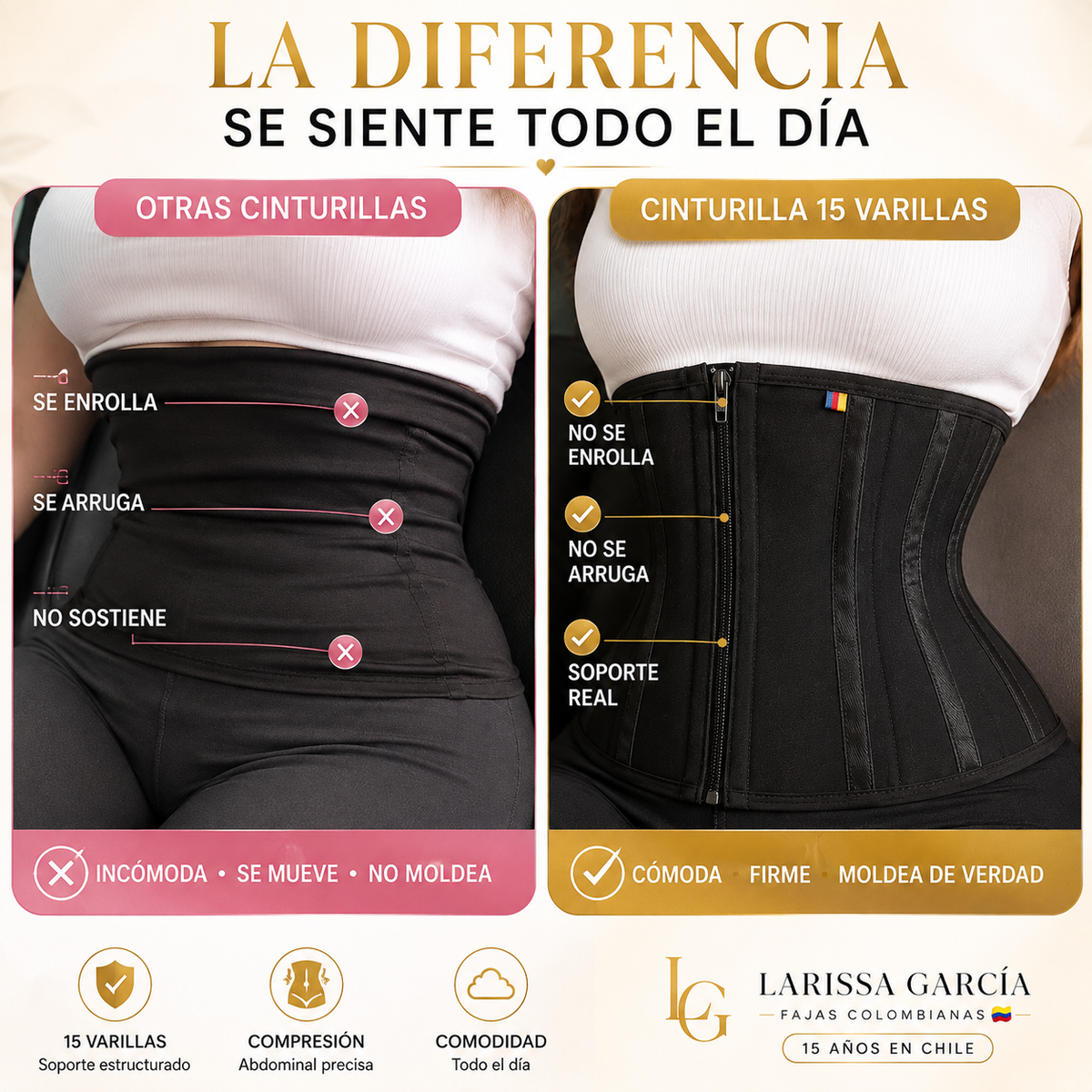 Cinturilla Colombiana 15 Varillas – No se Enrolla ni se Arruga