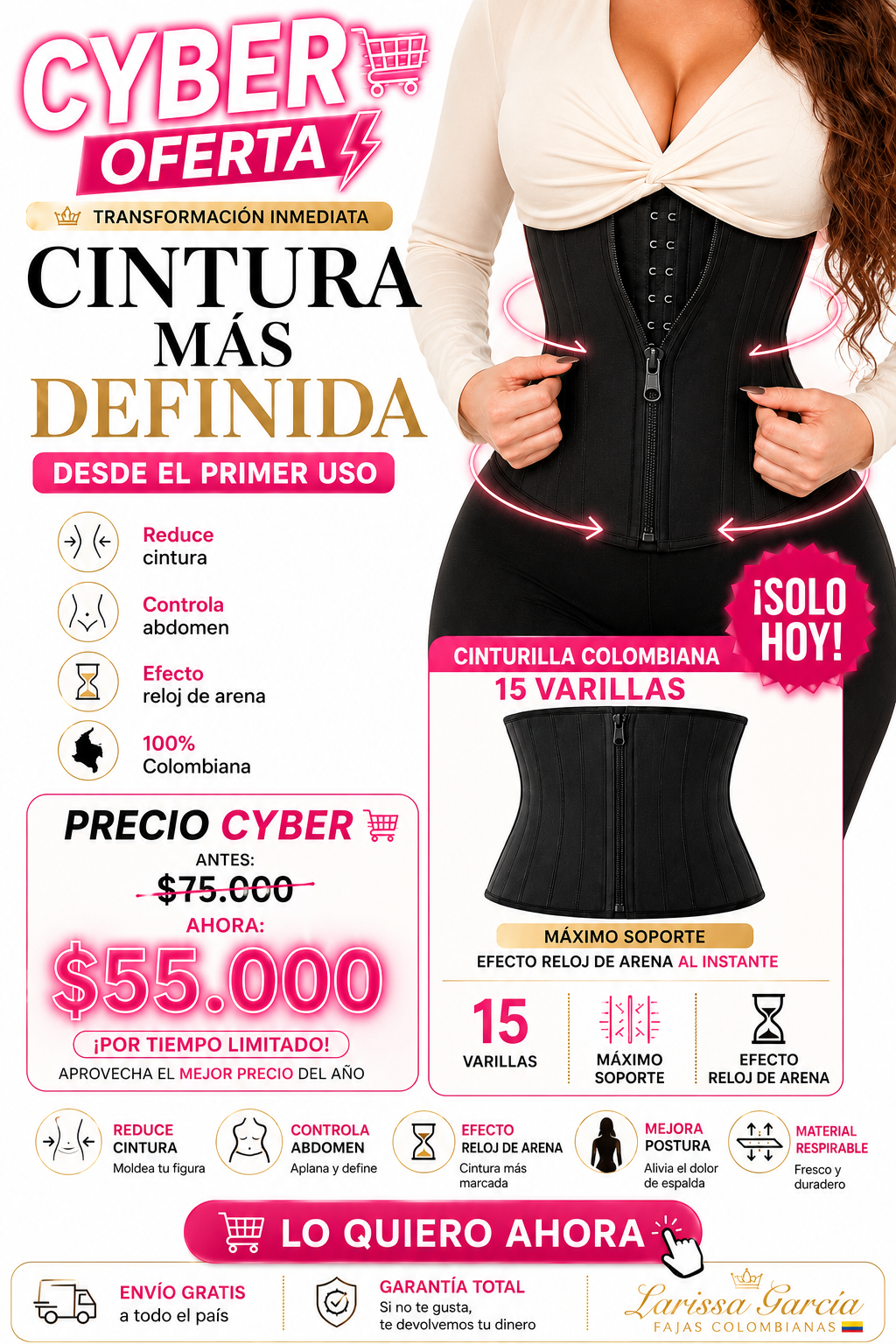 Cinturilla Colombiana 15 Varillas – No se Enrolla ni se Arruga